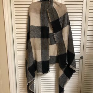 Plaid blanket scarf
